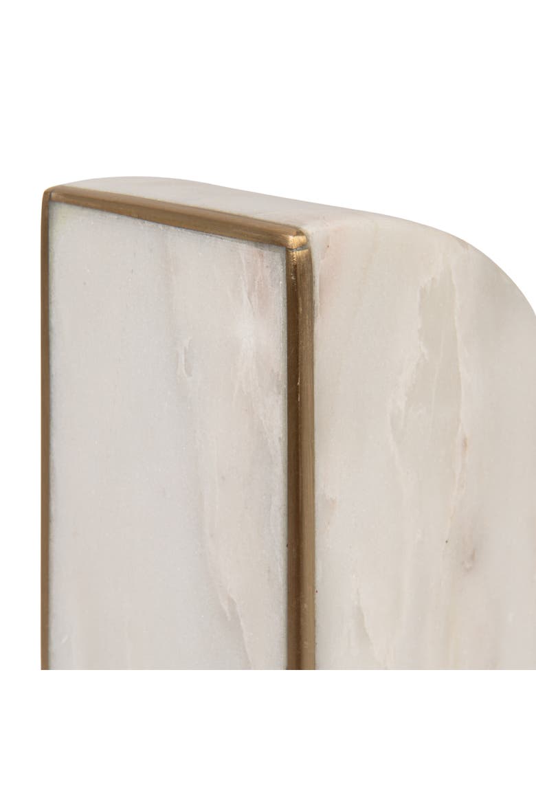 2-Piece Marble Bookends with Brass Inlay, Alternate, color, Gold