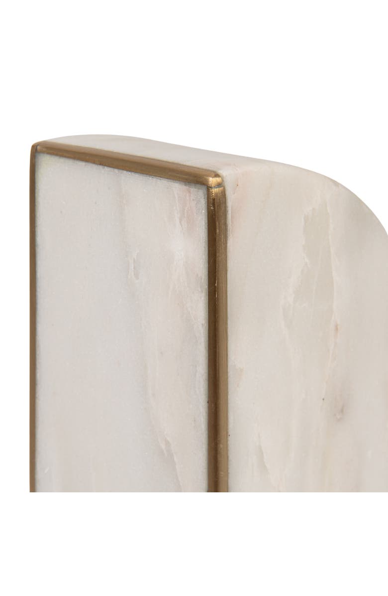 Storied Home 2-Piece Marble Bookends with Brass Inlay, Alternate, color,
