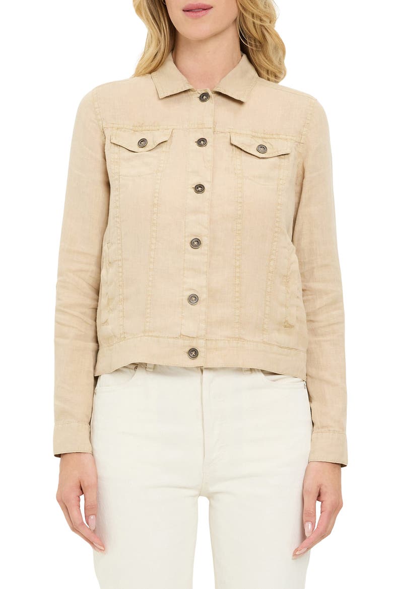 Linen Denim Jacket, Main, color, MACADAMIA