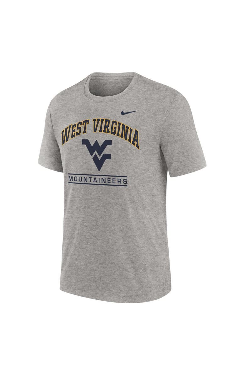 Nike Men's Nike Heather Gray West Virginia Mountaineers Arch Over Logo Tri-Blend T-Shirt, Alternate, color, Heather Gray