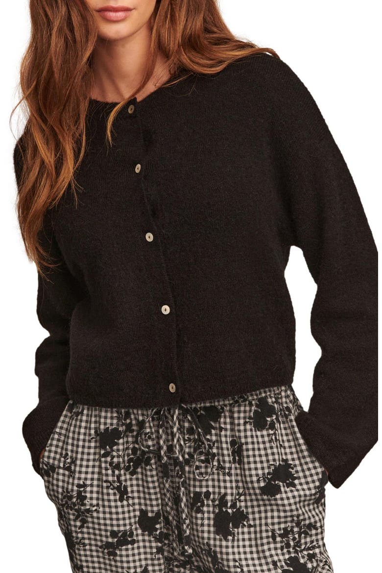Button Front Cardigan, Main, color, BLACK