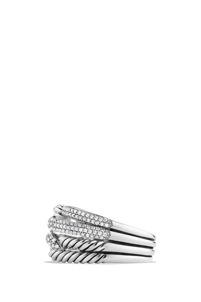 'Labyrinth' Double-Loop Ring with Diamonds, Alternate, color, DIAMOND
