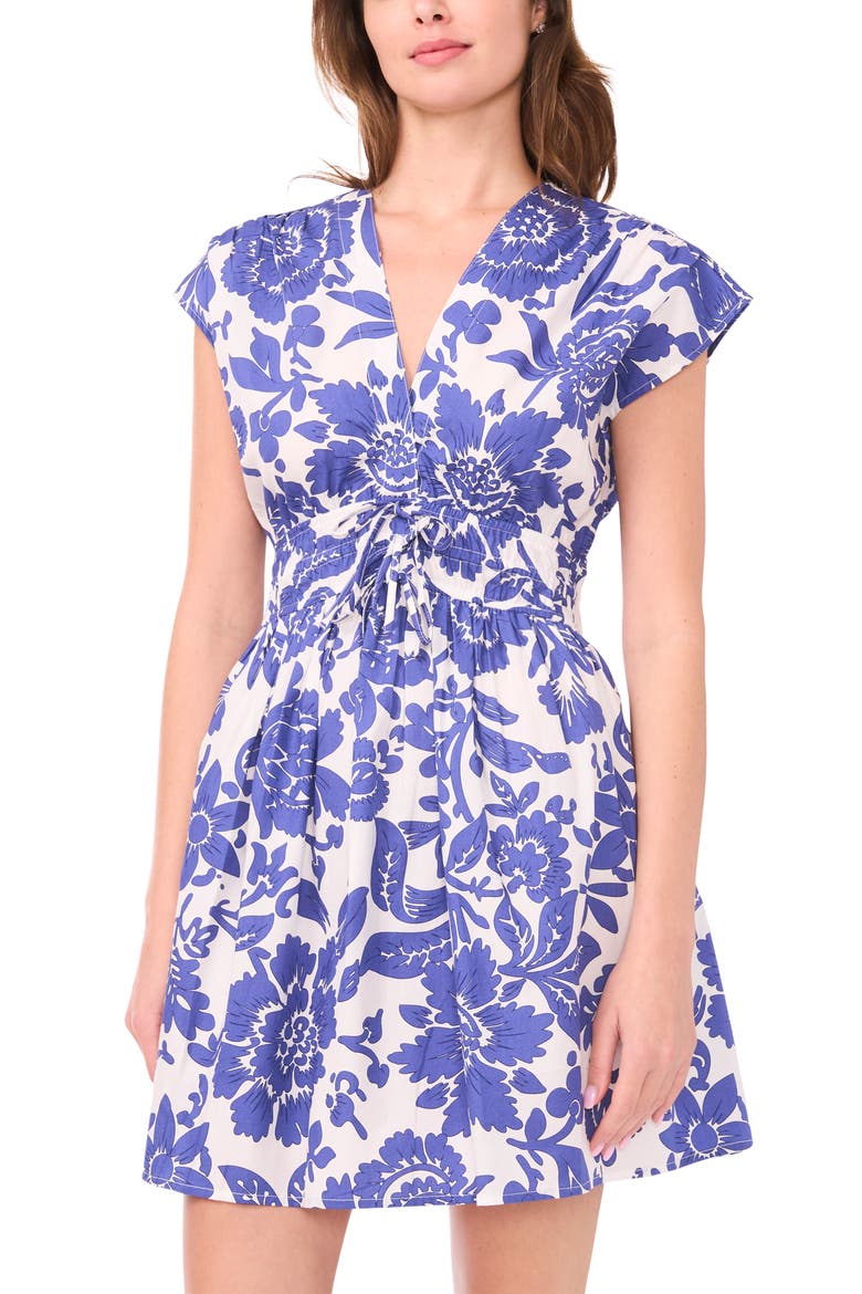 Shirred Minidress, Alternate, color, BLUE