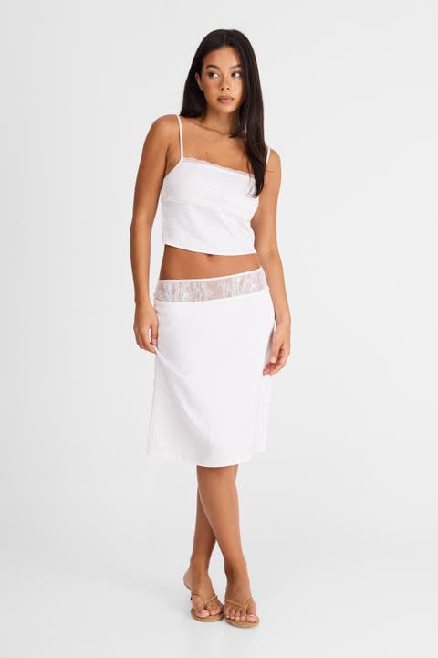 Evangeline Midi Satin Skirt