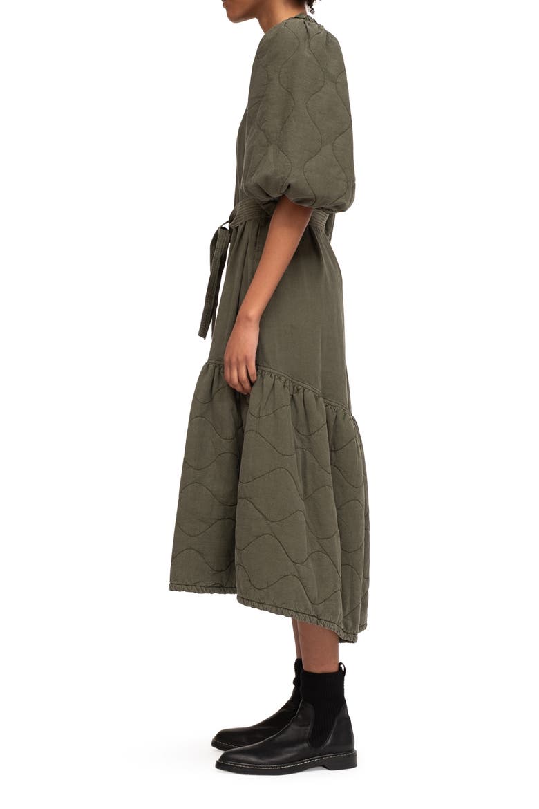 Sea Layla Quilted Detail Cotton Midi Dress, Alternate, color, ARMY
