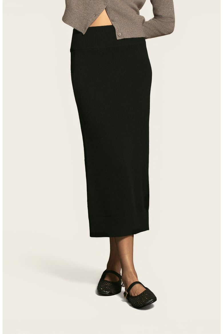 Gemma Cashmere Midi Skirt, Main, color, Black
