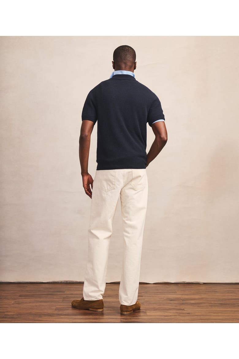 Lightweight Cashmere Short Sleeve Polo, Alternate, color, Navy