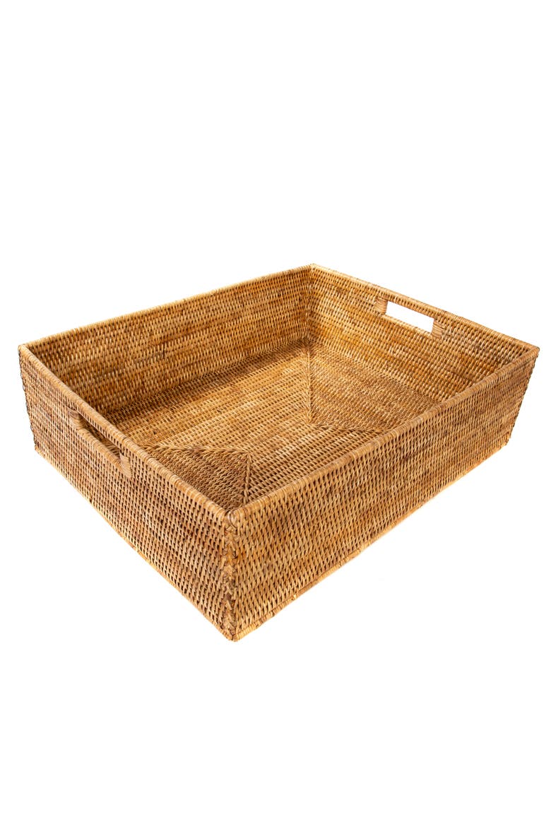 Artifacts Rattan Rectangular Storage Basket, Main, color, Honey Brown