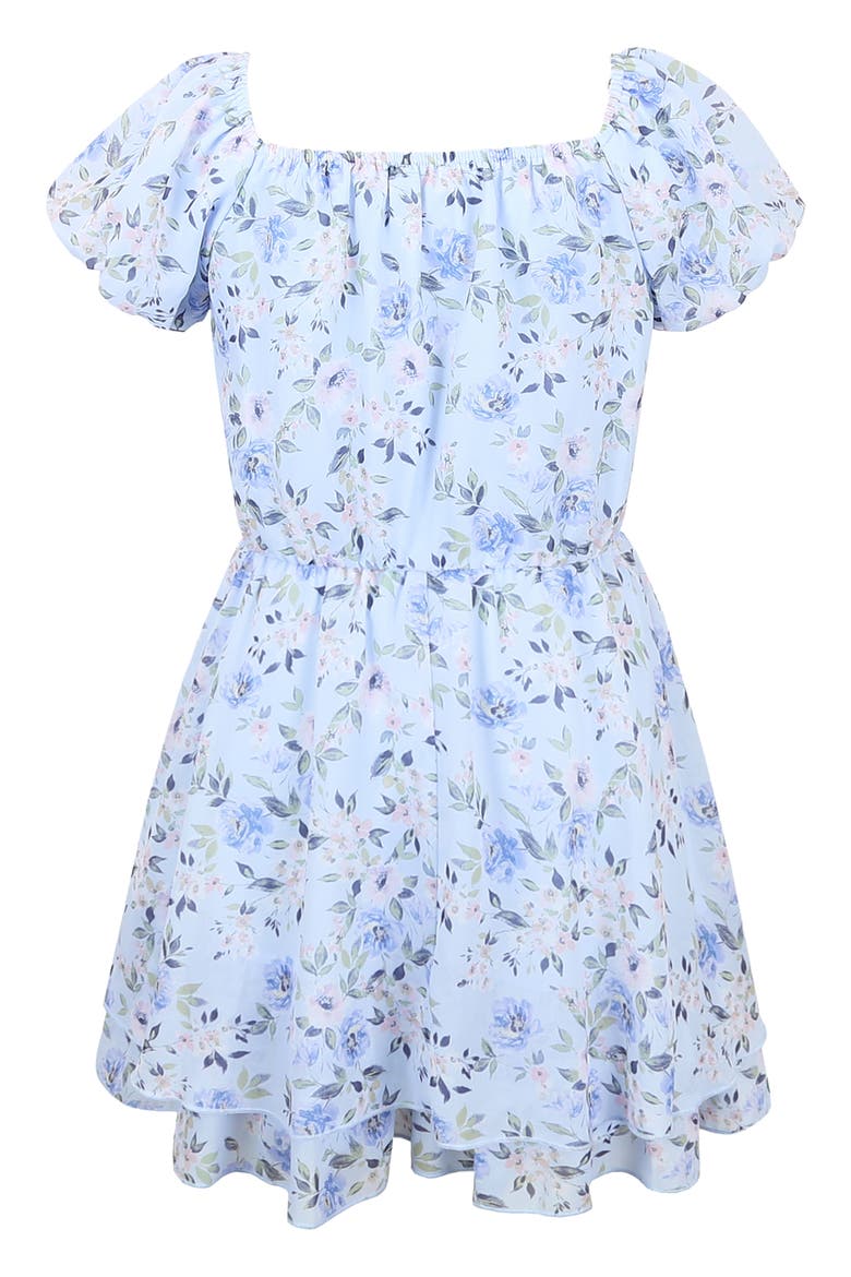 Emma Floral Print Smock Romper, Alternate, color, BLUE MULTI