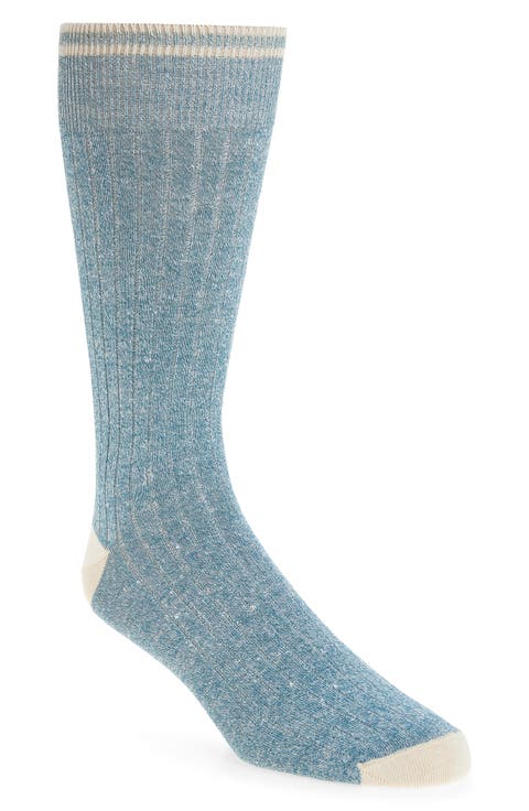 Ribbed Linen Blend Dress Socks