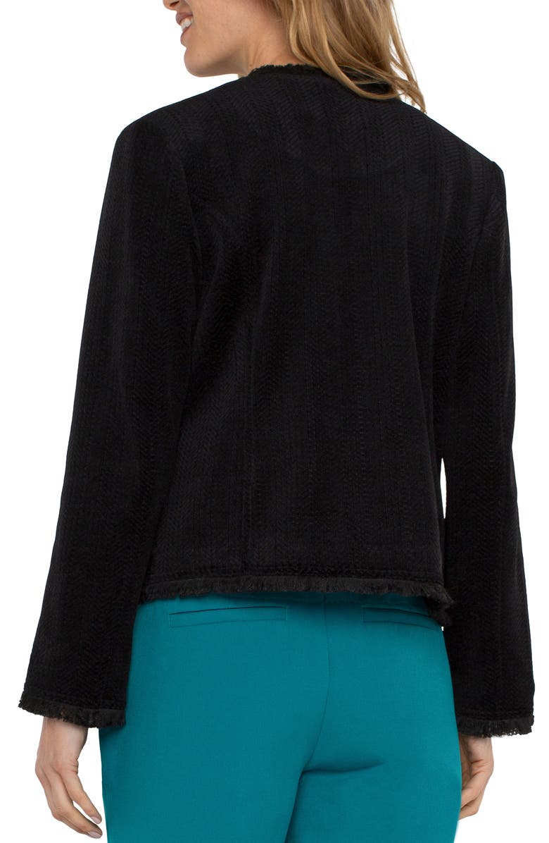 Liverpool Los Angeles Fringe Detail Tweed Jacket, Alternate, color, 