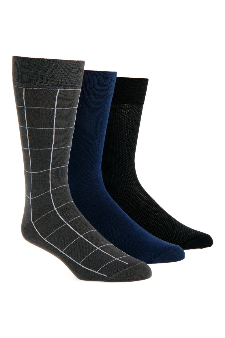 Assorted 3-Pack Cotton Blend Dress Socks, Main, color, BLACK