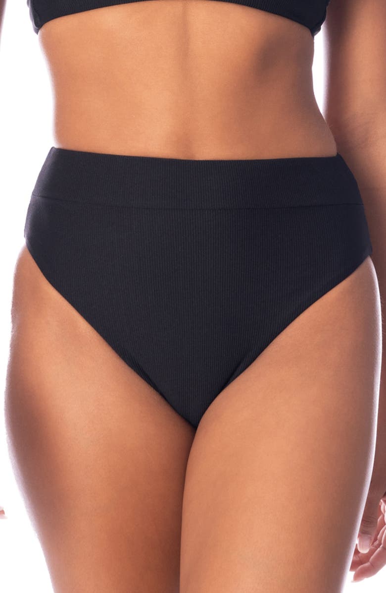 Maaji Jade Black Suzy Q Reversible Bikini Bottoms, Main, color, Black