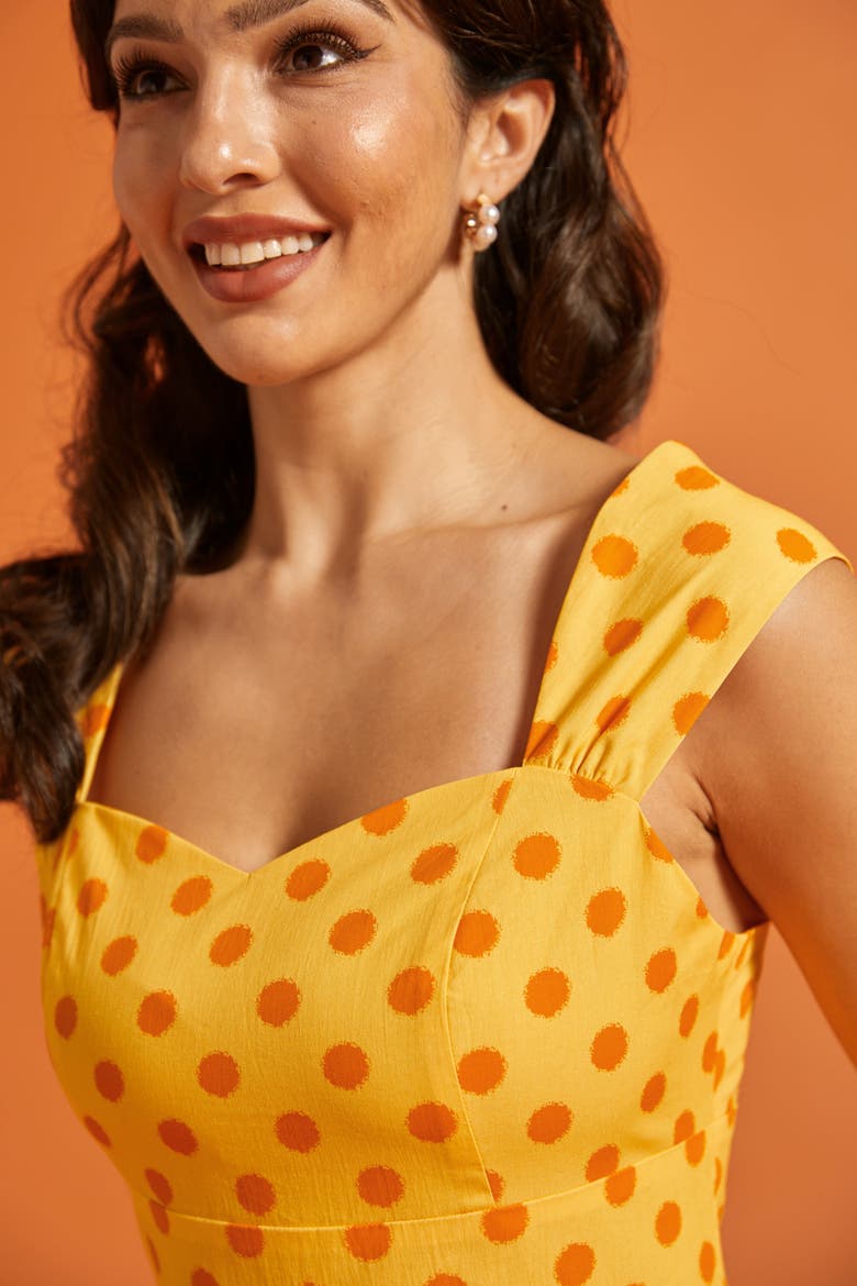 Dance Beneath the Sunrays Sweetheart Midi Dress, Alternate, color, Honey Dot