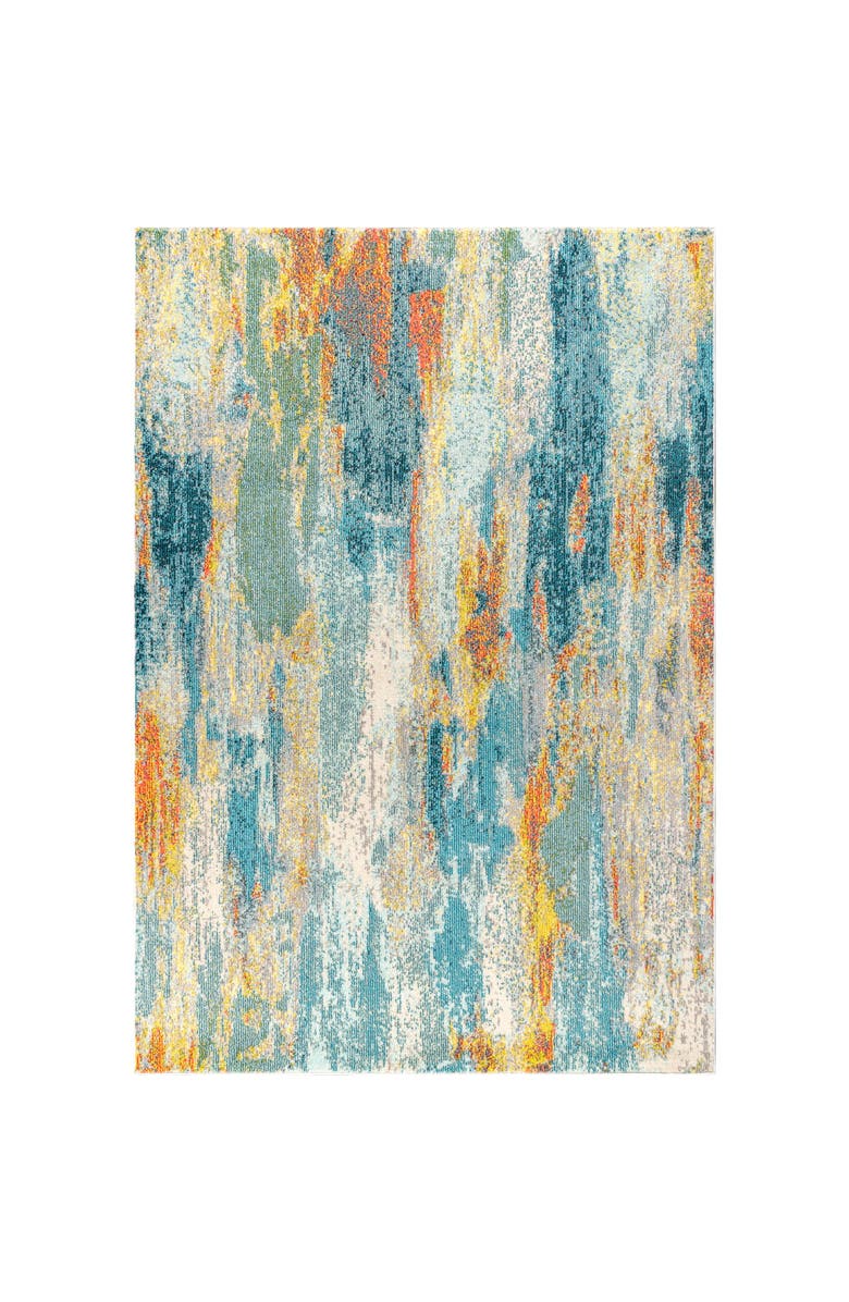 JONATHAN Y Contemporary POP Modern Abstract Vintage Waterfall Area Rug, Alternate, color, Blue/Cream/Yellow