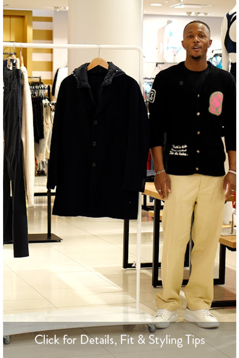 Quilted Lining Wool Blend Coat with Hooded Bib video