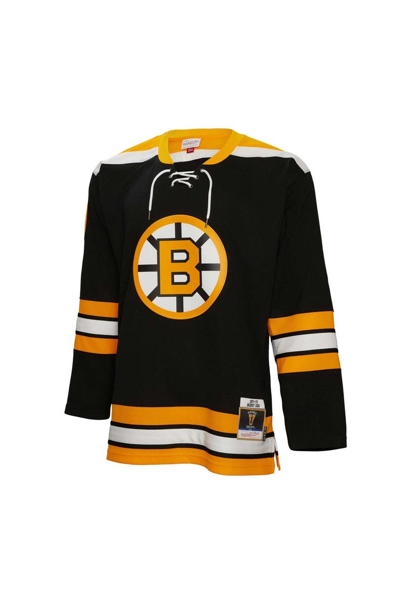 Mitchell & Ness Men's Mitchell & Ness Bobby Orr Black Boston Bruins  1971/72 Blue Line Player Jersey, Alternate, color, 