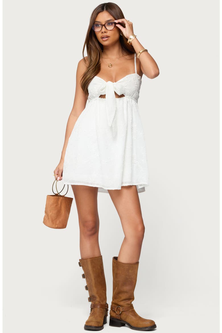 Embroidered Minidress, Alternate, color, WHITE