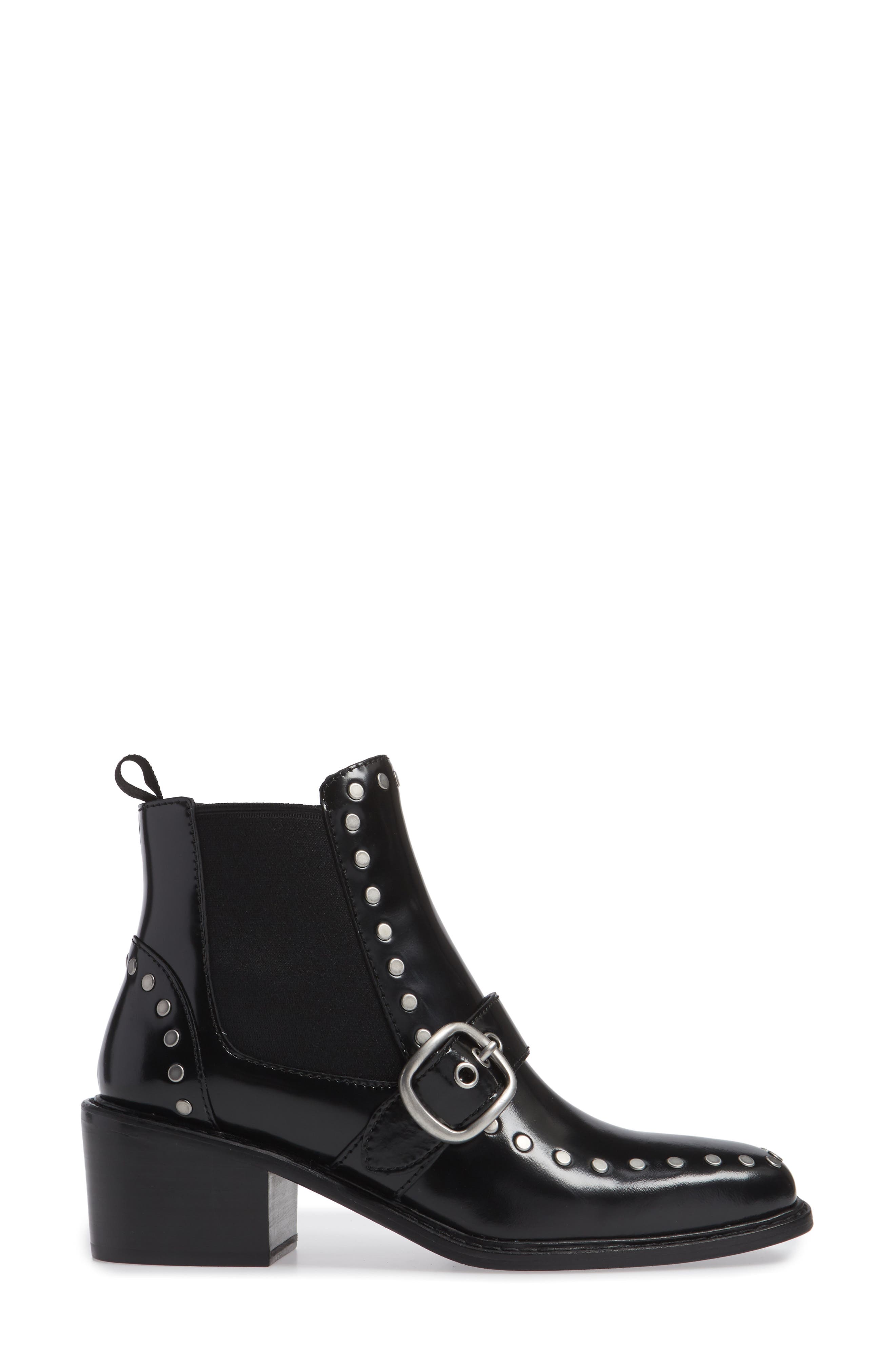 Nora Studded Chelsea Boot, Alternate, color, BLACK LEATHER