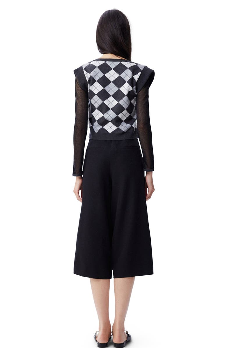 THEO The Label Nomia Plaid Pearly V-neck Sweater, Alternate, color, 