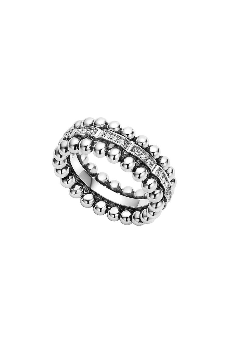 Caviar Spark Pavé Diamond Band Ring, Main, color, SILVER