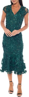 Oleg Cassini Embroidered Body-Con Dress