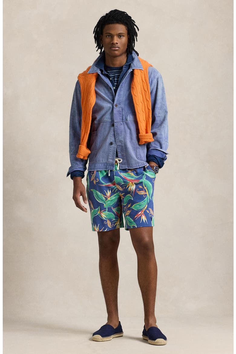 Spa Floral French Terry Drawstring Shorts, Alternate, color, BIRDS OF PARADISE FLORAL