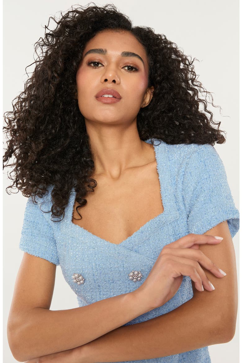 Gia Tweed Cocktail Dress, Alternate, color, BLUE BELL