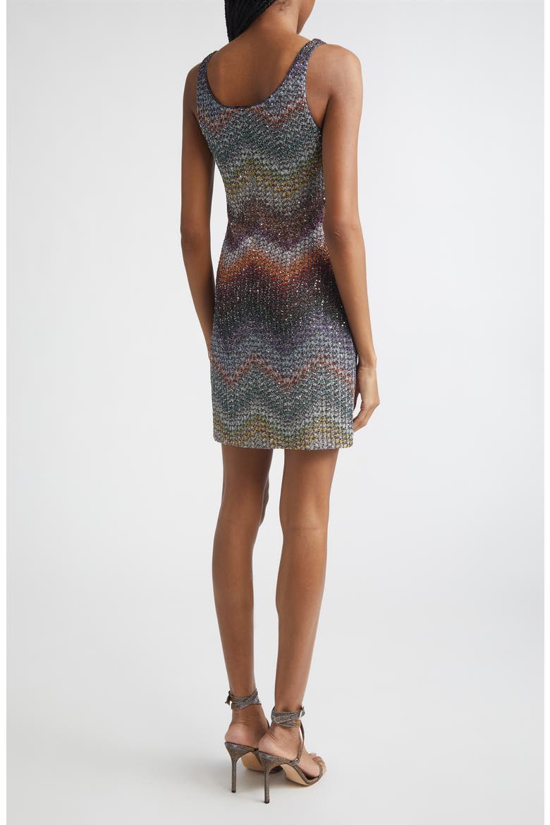 Zigzag Metallic Sequin Caperdoni Knit Minidress, Alternate, color, MULTI DARK