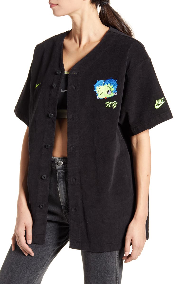 Nike x Olivia Kim Corduroy Baseball Jersey, Alternate, color,