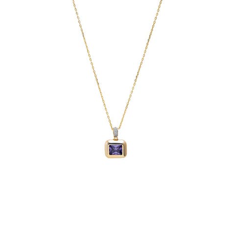 Purple Amathyst Pear Cut Drop Pendant Necklace