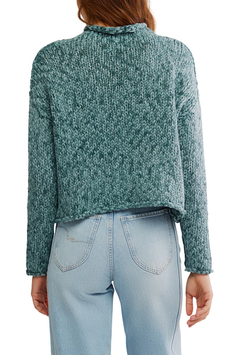 Free People Opal Roll Neck Crop Sweater, Alternate, color, Rainforest