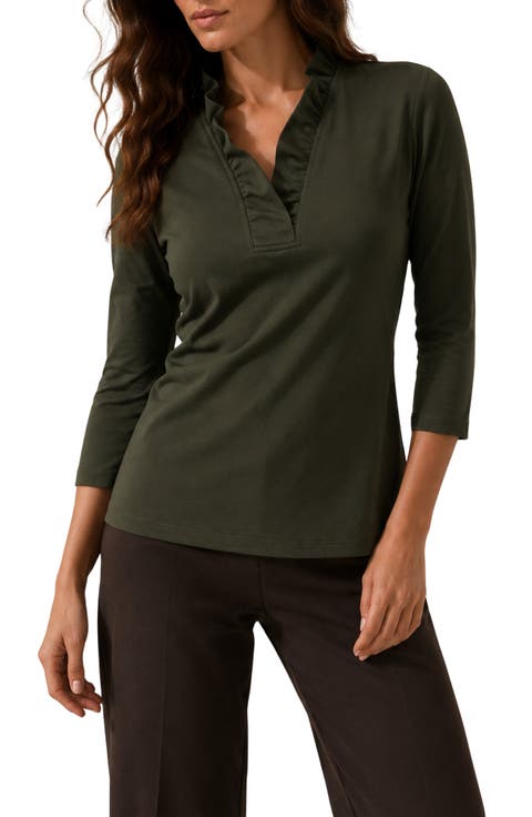 Three Quarter Shawl Collar Blouse