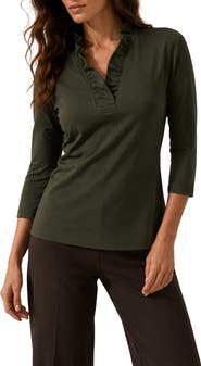 BY DESIGN Three Quarter Shawl Collar Blouse