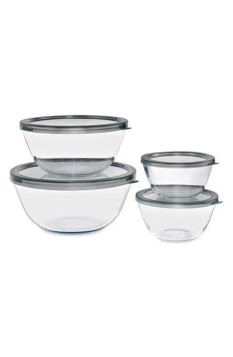 Set of 4 Glass Storage Bowls