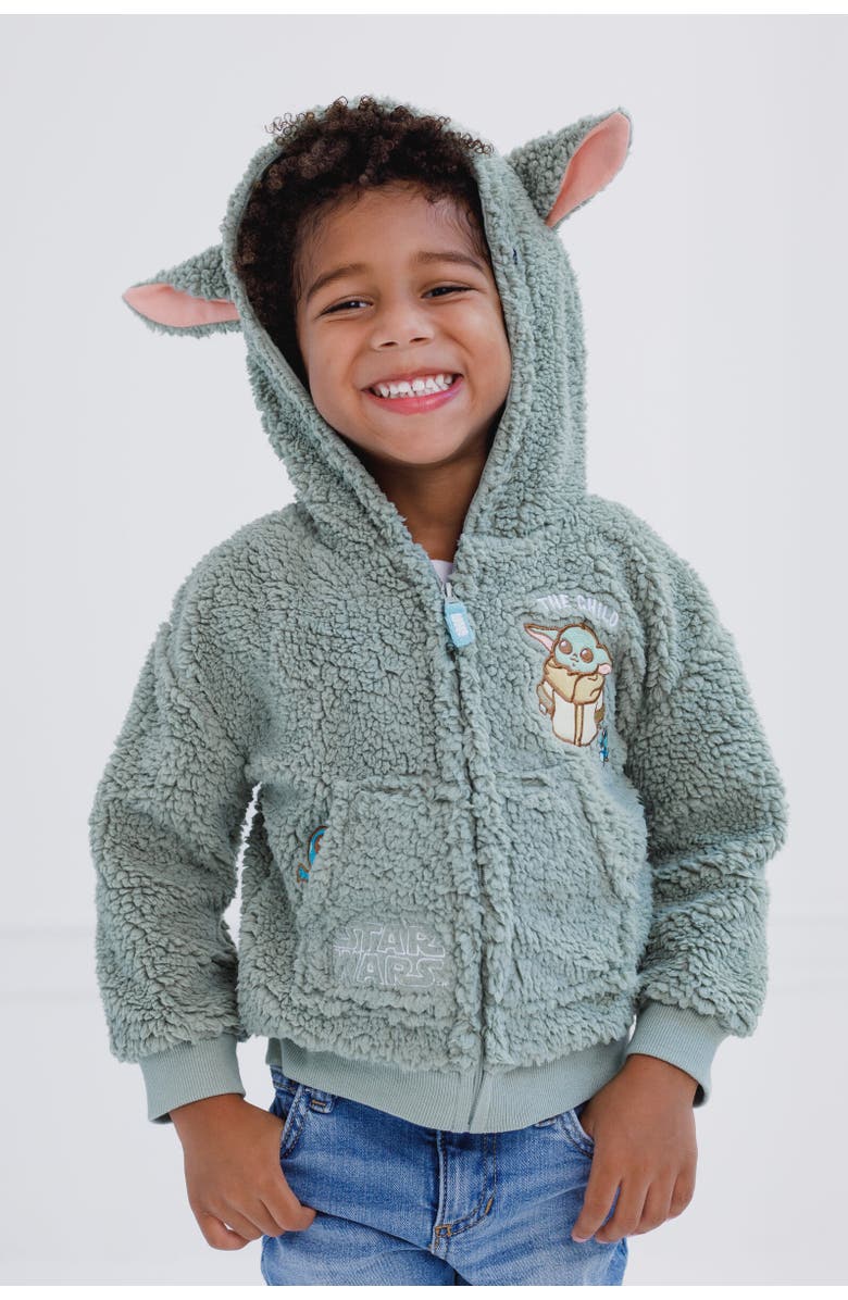 Star Wars Baby Yoda The Mandalorian Faux Shearling Hoodie, Alternate, color, Green