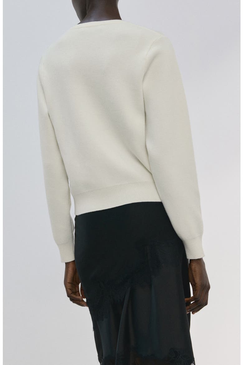 Contrast Button Crewneck Cardigan, Alternate, color, ECRU