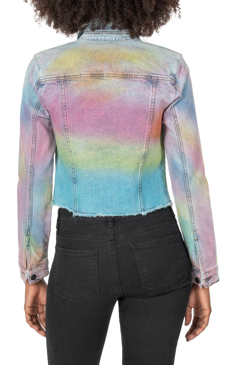KUT from the Kloth Kara Frayed Hem Tie Dye Denim Jacket, Alternate, color,