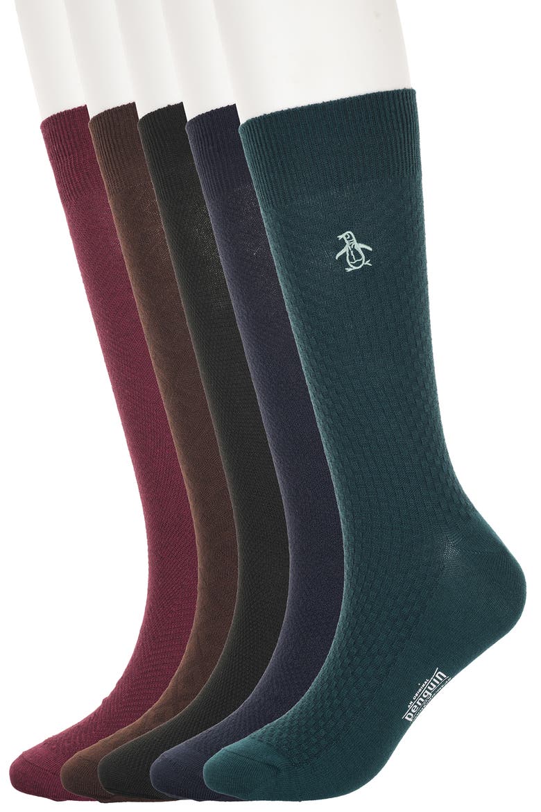 5-Pack Textured Dress Socks, Main, color, HUNTER