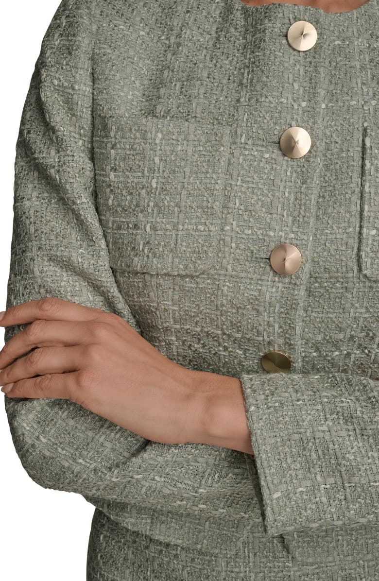 Donna Karan New York Button Front Tweed Jacket, Alternate, color, Weathered Sage