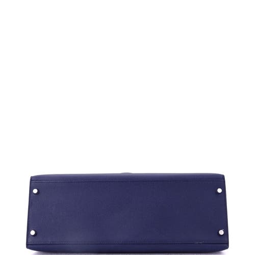 Pre-owned Hermes Hermes Kelly Handbag Blue Epsom With Palladium Hardware 35