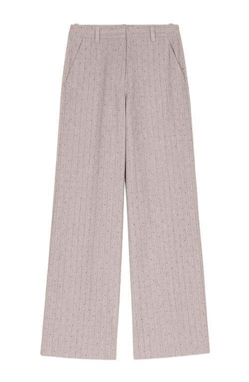 Maje Striped Rhinestone Suit Trousers In Neutral