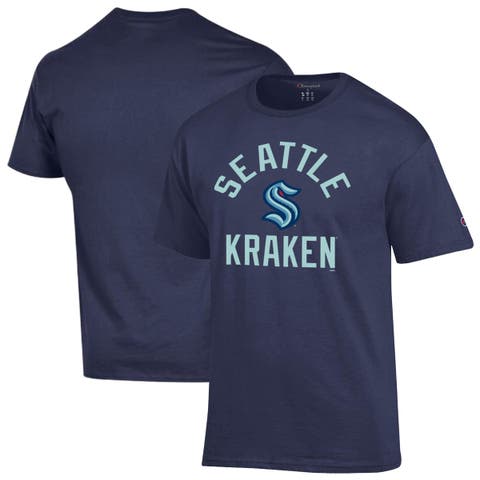 Men's Champion Deep Sea Blue Seattle Kraken Primary Logo Jersey T-Shirt