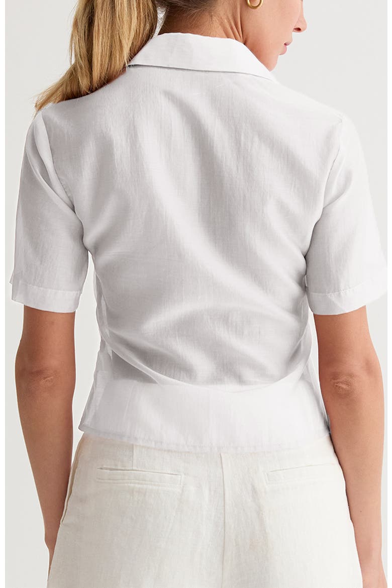 Tencel Blend Button Up Top, Alternate, color, White