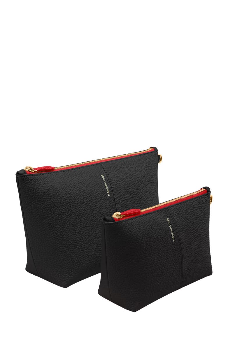 Small Leather Flaire Pouch, Alternate, color, Rouge Noir