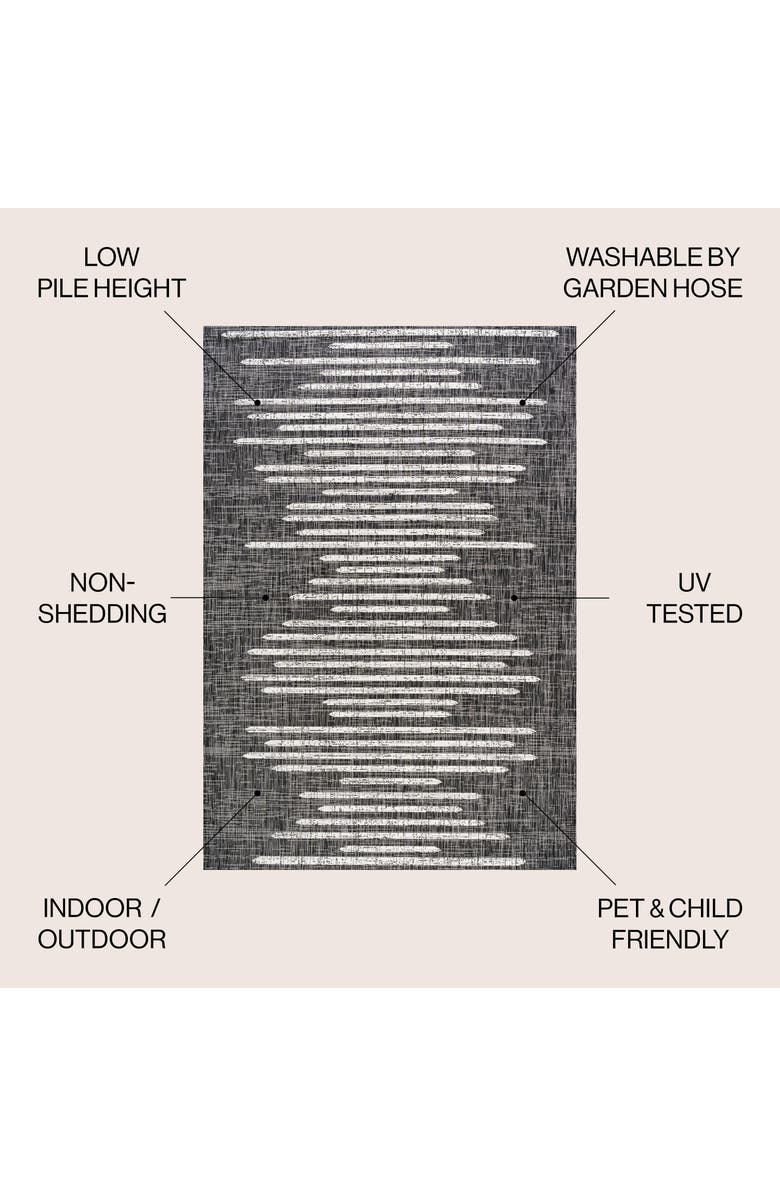 JONATHAN Y Zolak Berber Stripe Geometric Indoor/Outdoor Area Rug, Alternate, color, Black/Ivory