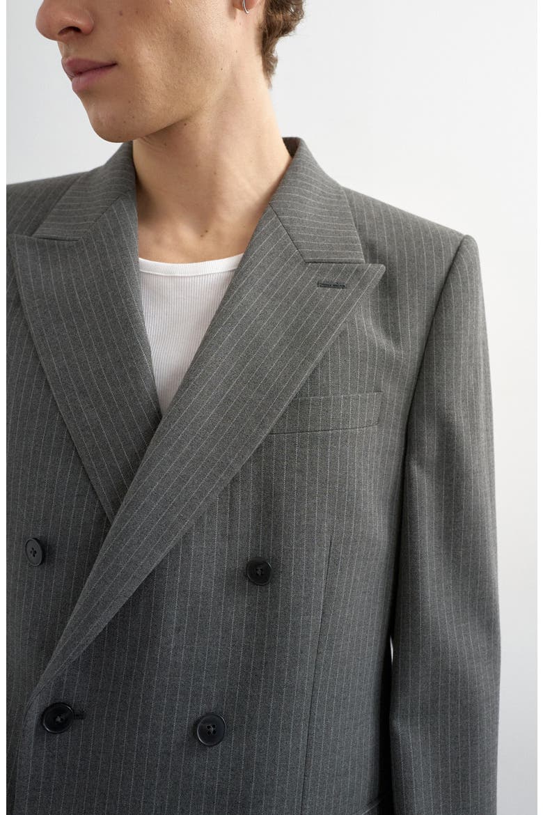 Pinstripe Double Breasted Sport Coat, Alternate, color, CHARCOAL