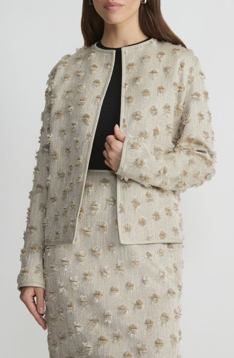 Clip Dot Jacquard Open Front Jacket