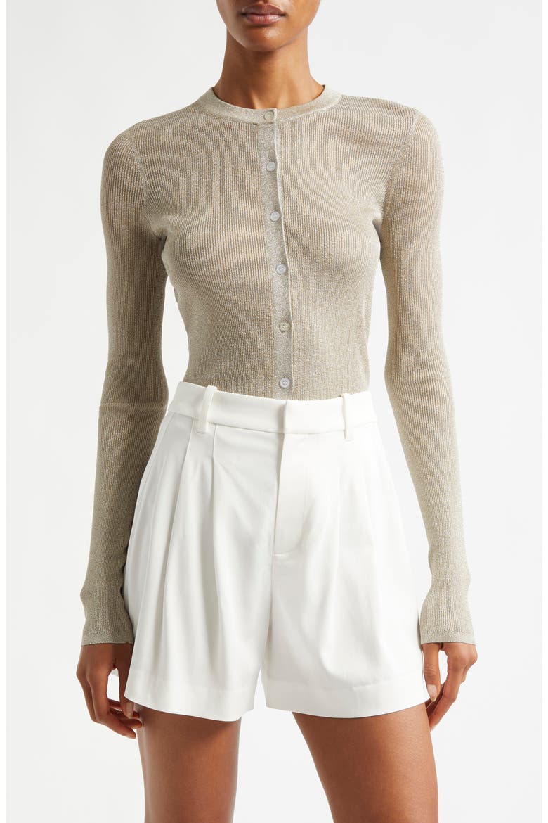 Fisher Metallic Rib Cardigan, Main, color, LIGHT GOLD