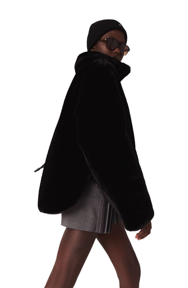 maje Reversible sequin puffer jacket, Alternate, color, Black